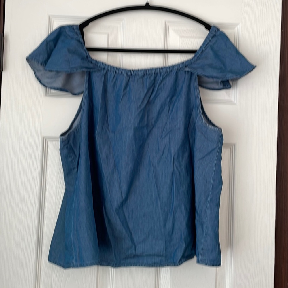 J. Crew Top denim size XL on/off shoulder
